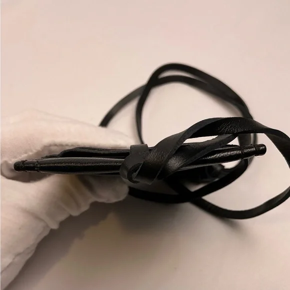 Alexander McQueen Black Leather Card Holder with Strap Lanyard New